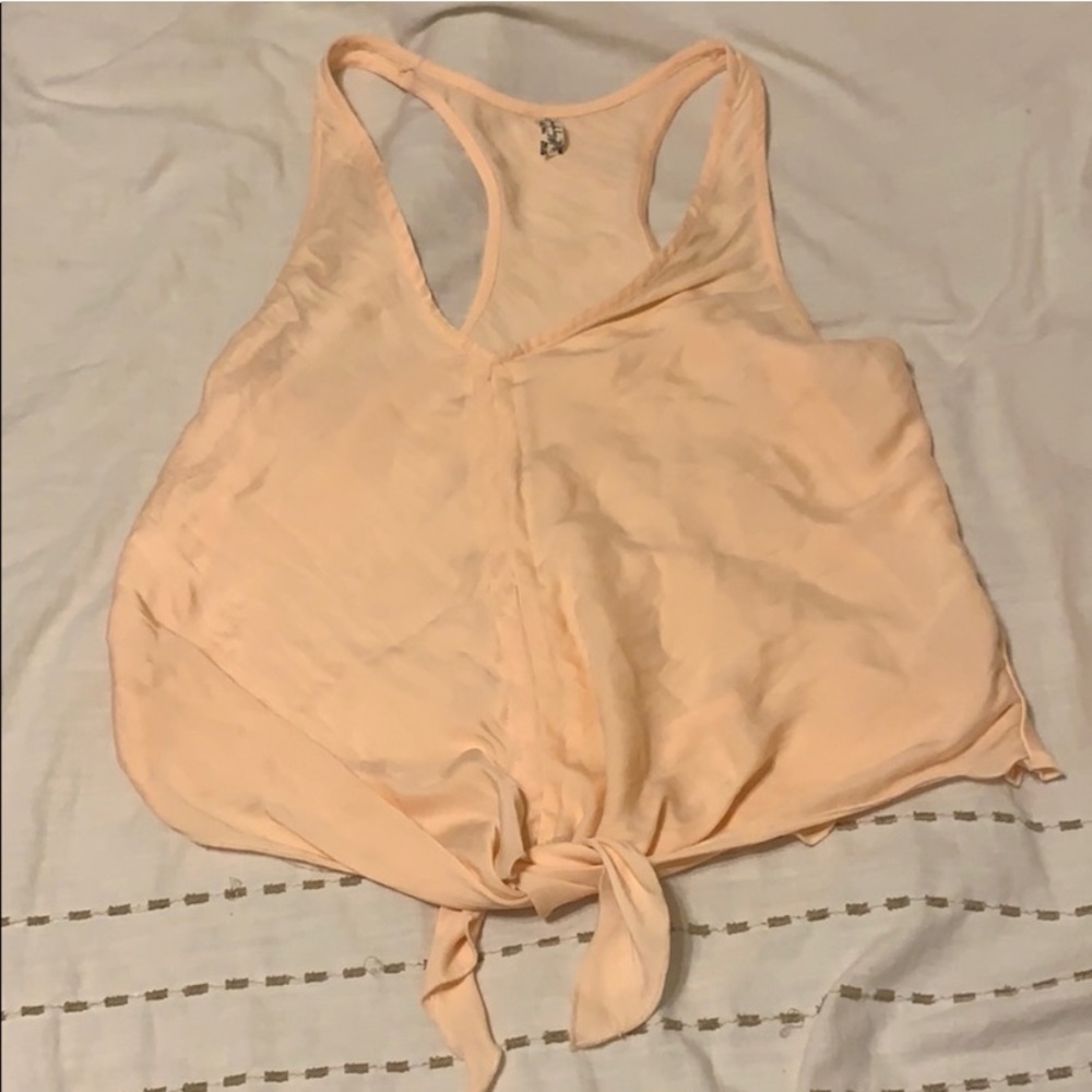 Free People Peach Tie-Front Racerback Tank